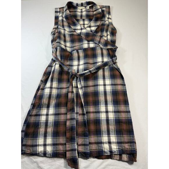 Anthropologie Tylho Plaid Collared Wrap Dress Size L Excellent Condition - Picture 1 of 15